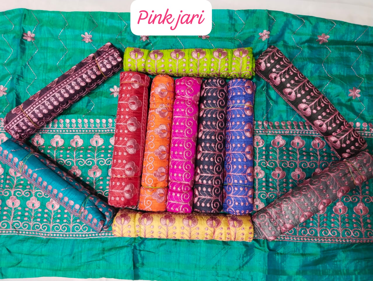 Pink Zari 1 Mtrs Blouse in 12 Pcs Pack